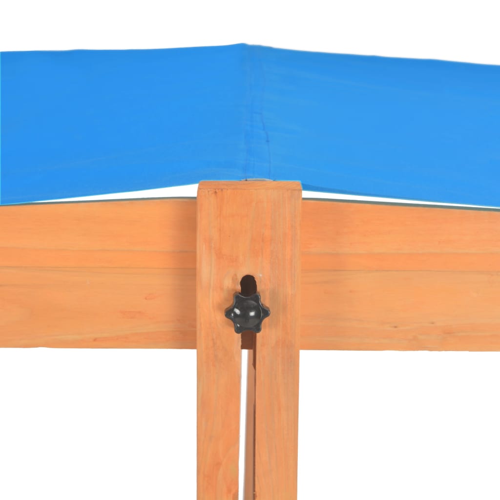 vidaXL Sandlåda med justerbart tak granträ blå UV50