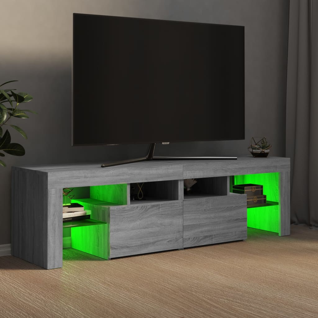 vidaXL Tv-bänk med LED-belysning grå sonoma 140x36,5x40 cm