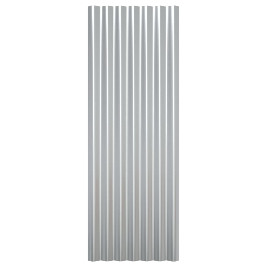 vidaXL Takplåt 12 st pulverlackerat stål silver 100x36 cm