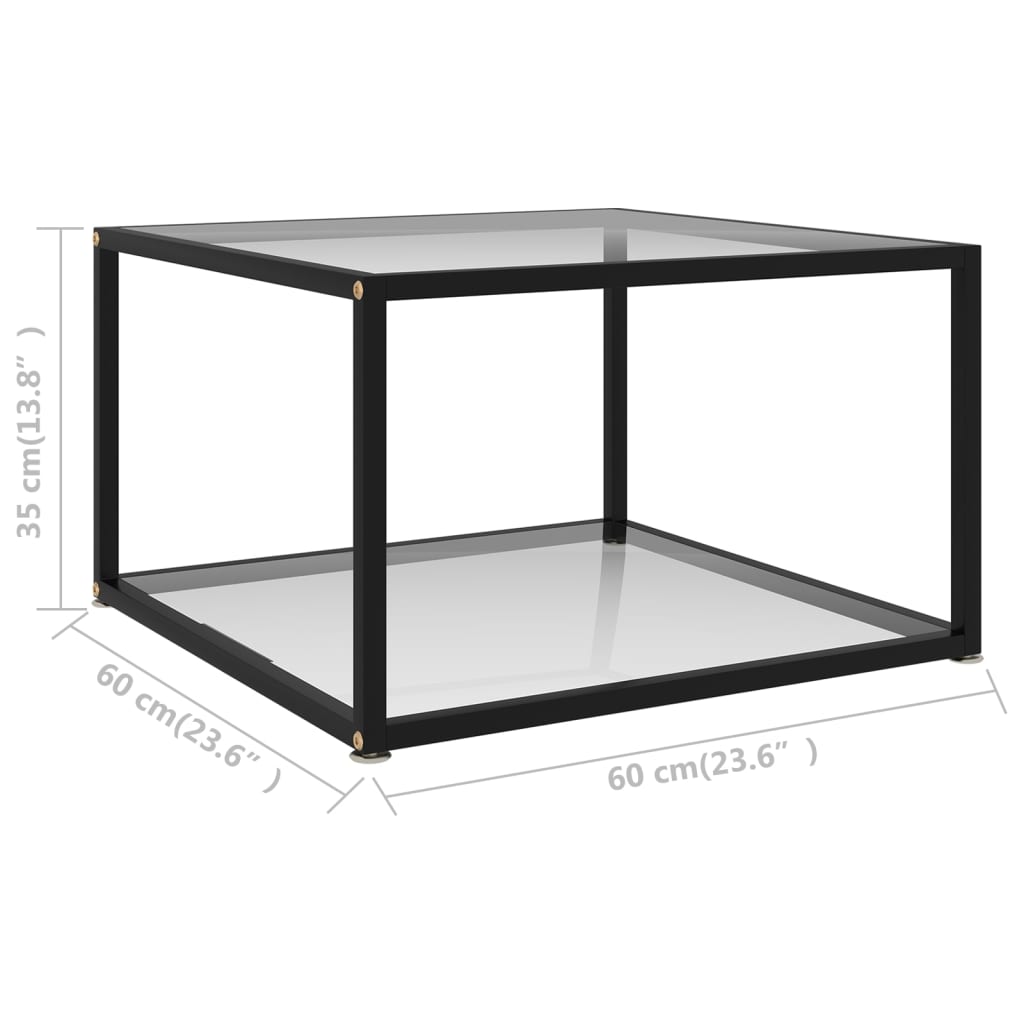 vidaXL Soffbord transparent 60x60x35 cm härdat glas