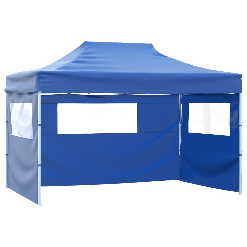 vidaXL Hopfällbart tält med 3 väggar 3x4,5 m blå