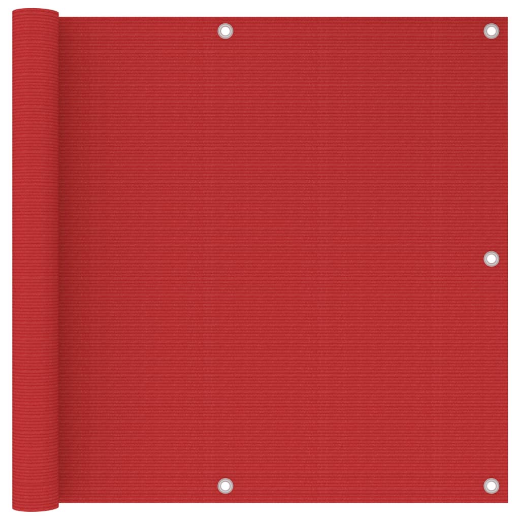 vidaXL Balkongskärm röd 90x600 cm HDPE