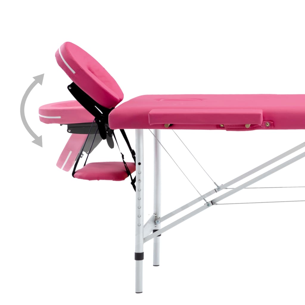 vidaXL Hopfällbar massagebänk 4 sektioner aluminium rosa