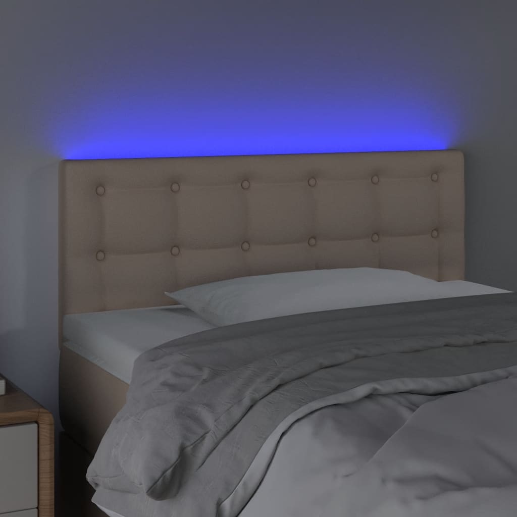 vidaXL Sänggavel LED cappuccino 90x5x78/88 cm konstläder