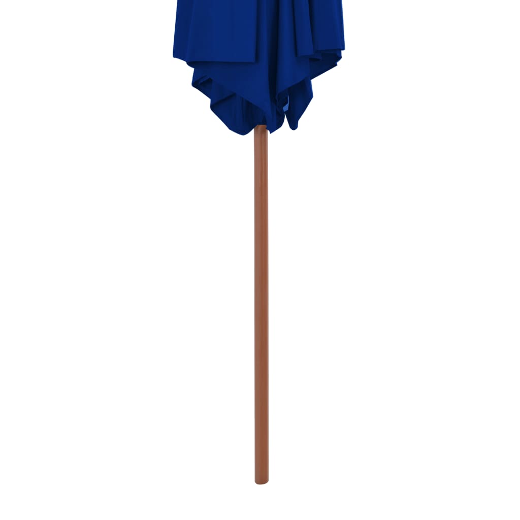 vidaXL Trädgårdsparasoll med trästång blå 270 cm
