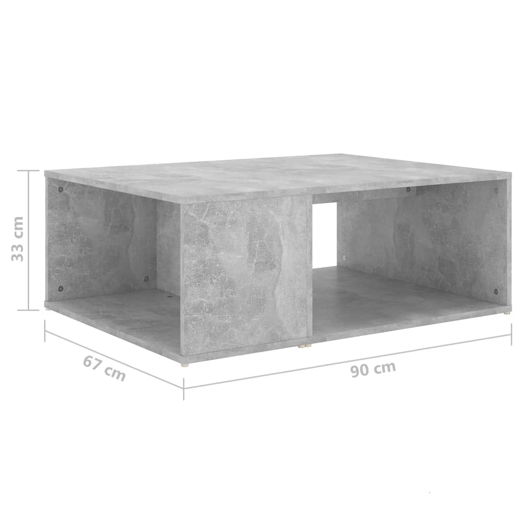 vidaXL Soffbord betonggrå 90x67x33 cm konstruerat trä