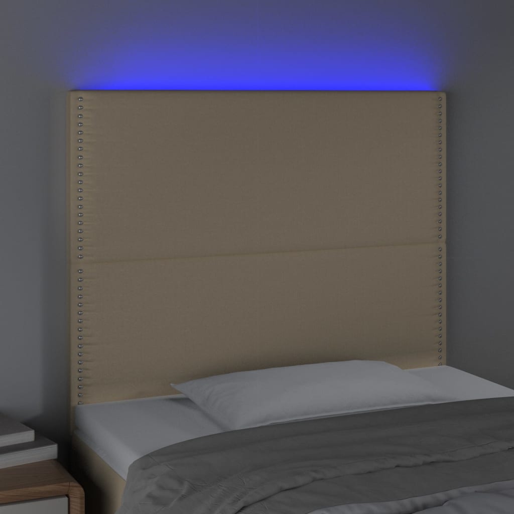 vidaXL Sänggavel LED gräddvit 90x5x118/128 cm tyg
