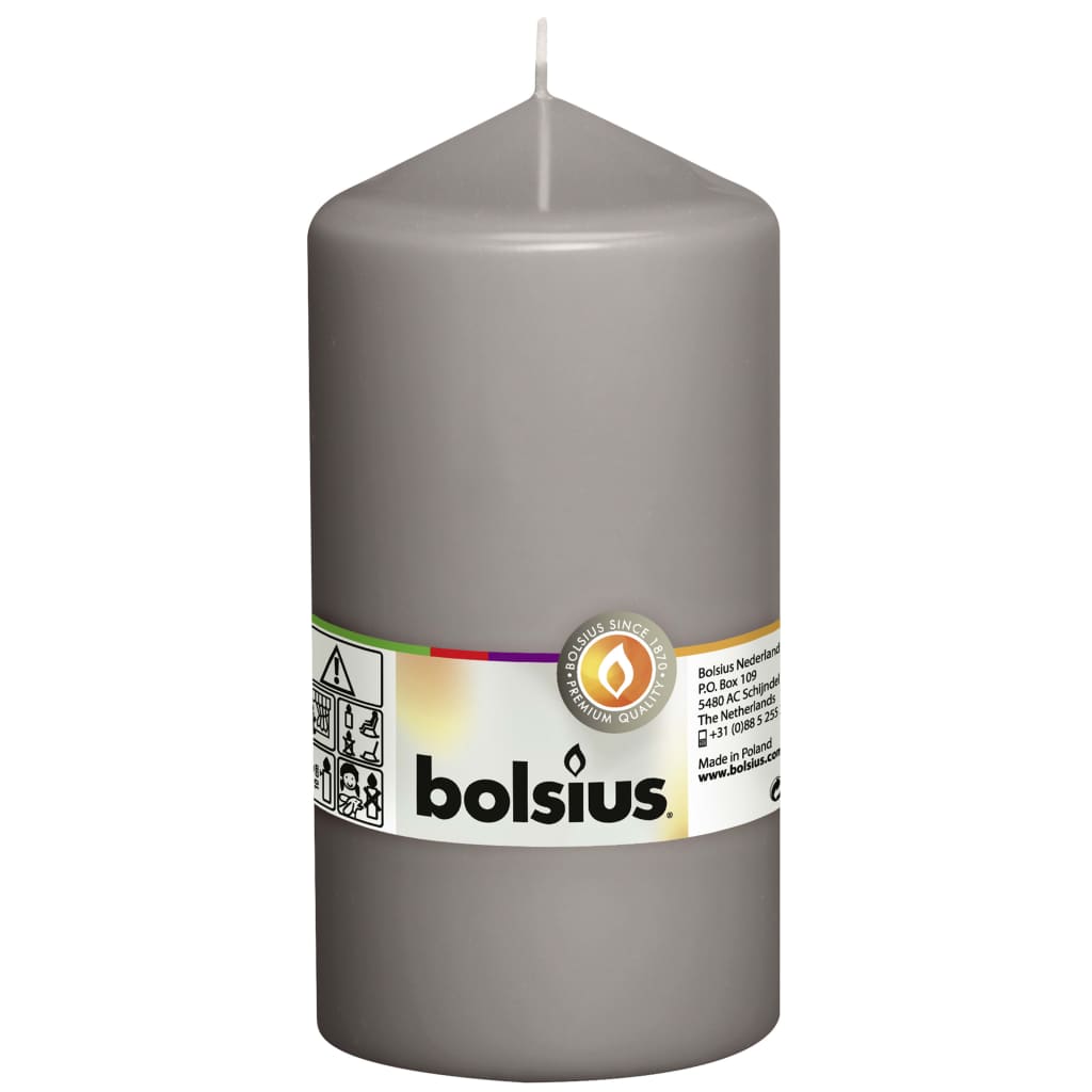 Bolsius Blockljus 8 st 150x78 mm varm grå