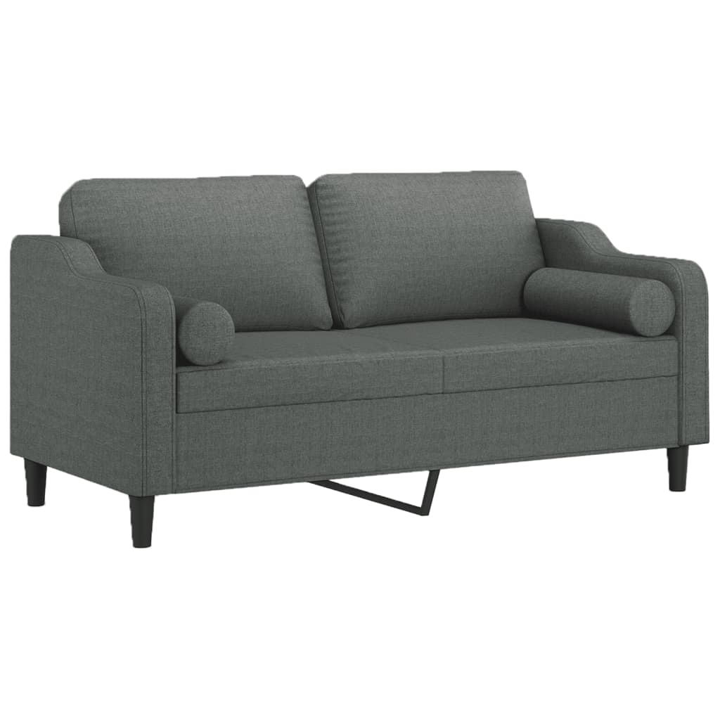 vidaXL 2-sits soffa med prydnadskuddar mörkgrå 140 cm tyg