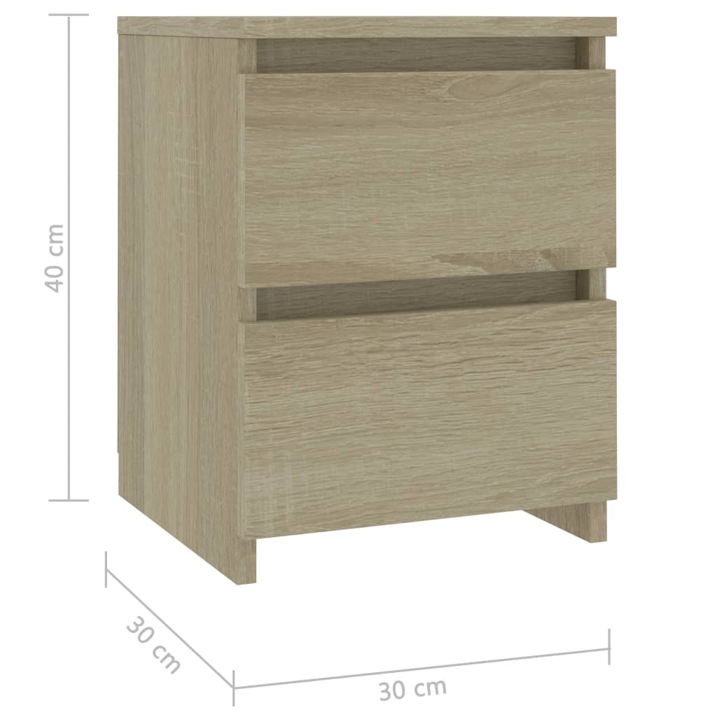vidaXL Sängbord sonoma ek 30x30x40 cm konstruerat trä