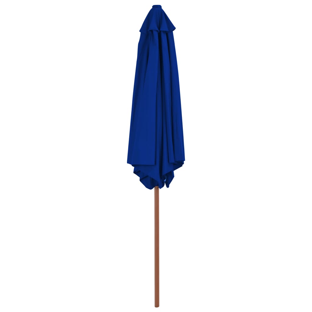 vidaXL Trädgårdsparasoll med trästång blå 270 cm