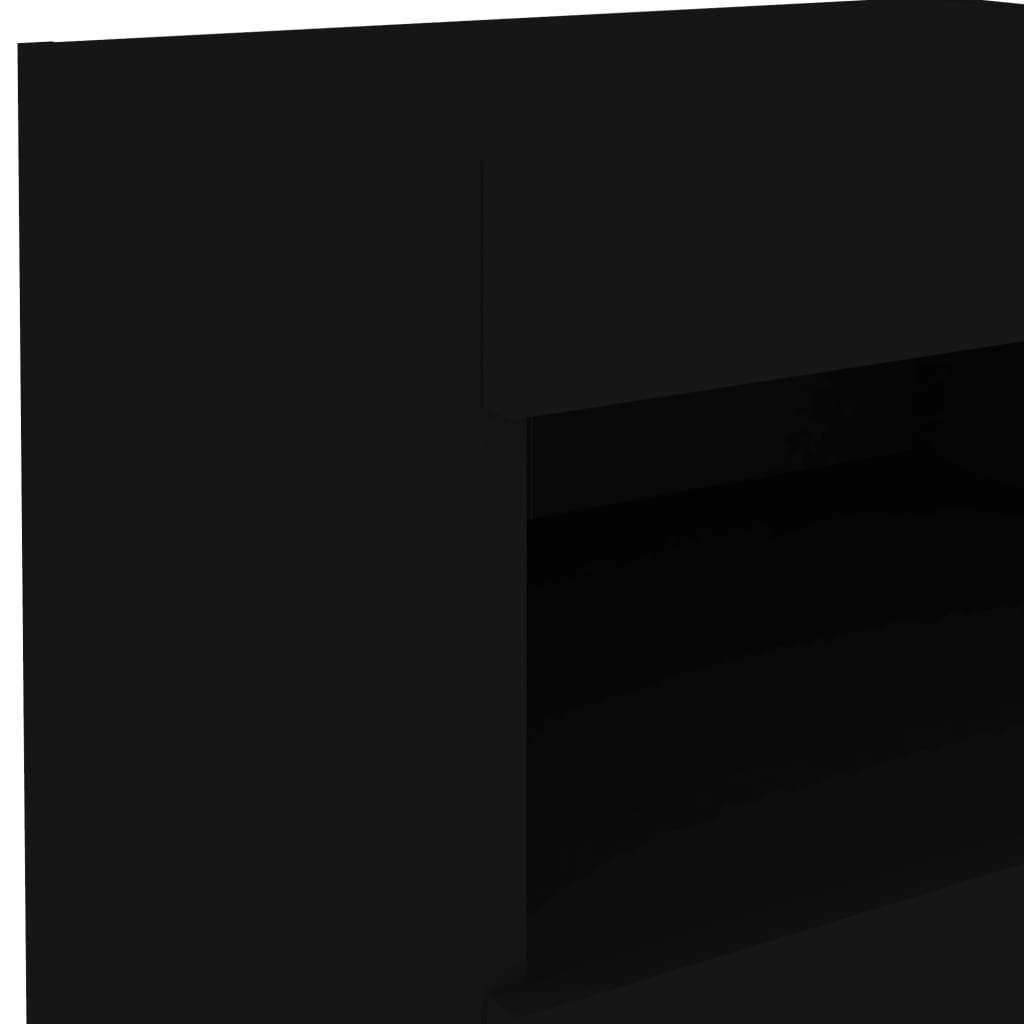 vidaXL Sängbord med LED-lampor svart 50x40x45 cm