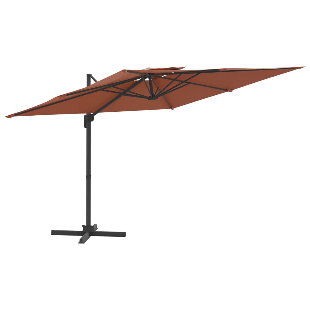 vidaXL Frihängande parasoll med ventilation terrakotta 400x300 cm