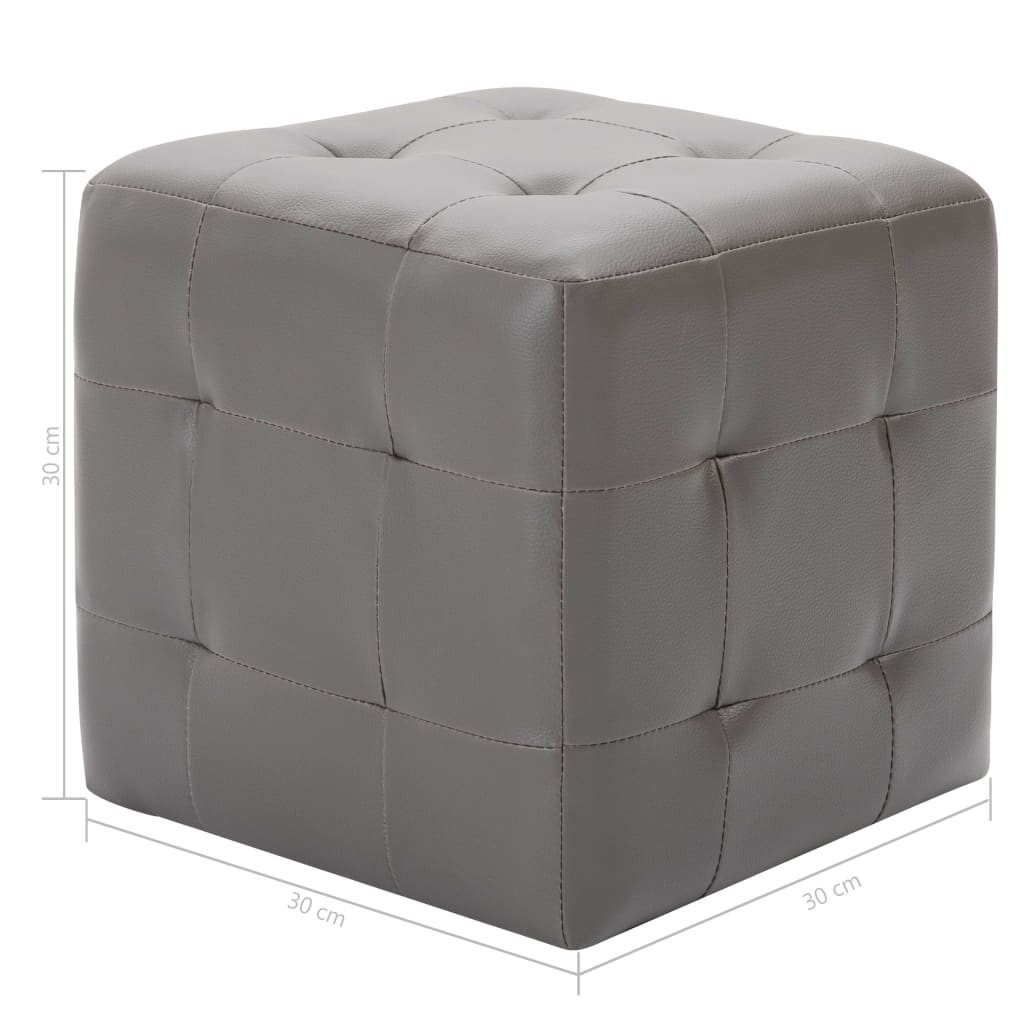 vidaXL Sängbord 2 st grå 30x30x30 cm konstläder