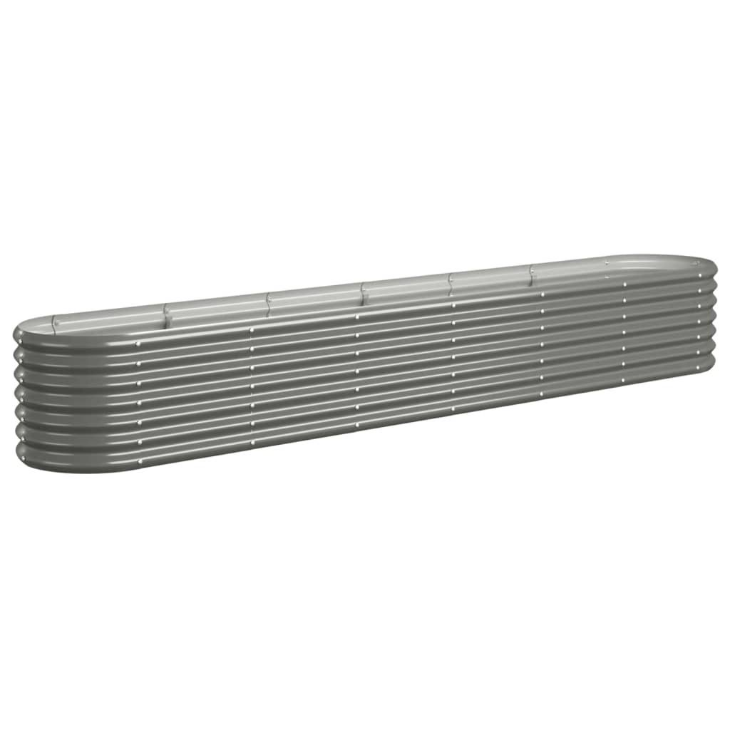 vidaXL Odlingslåda pulverlackerat stål 260x40x36 cm grå