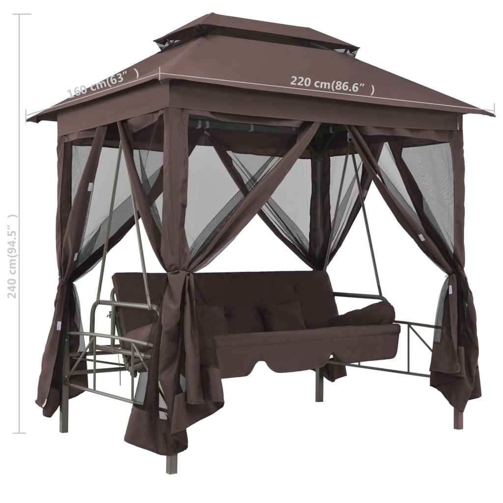 vidaXL Paviljong med hammock kaffebrun