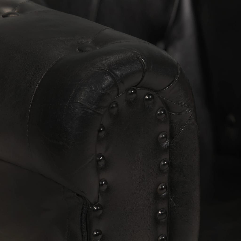 vidaXL Chesterfieldfåtölj svart äkta läder