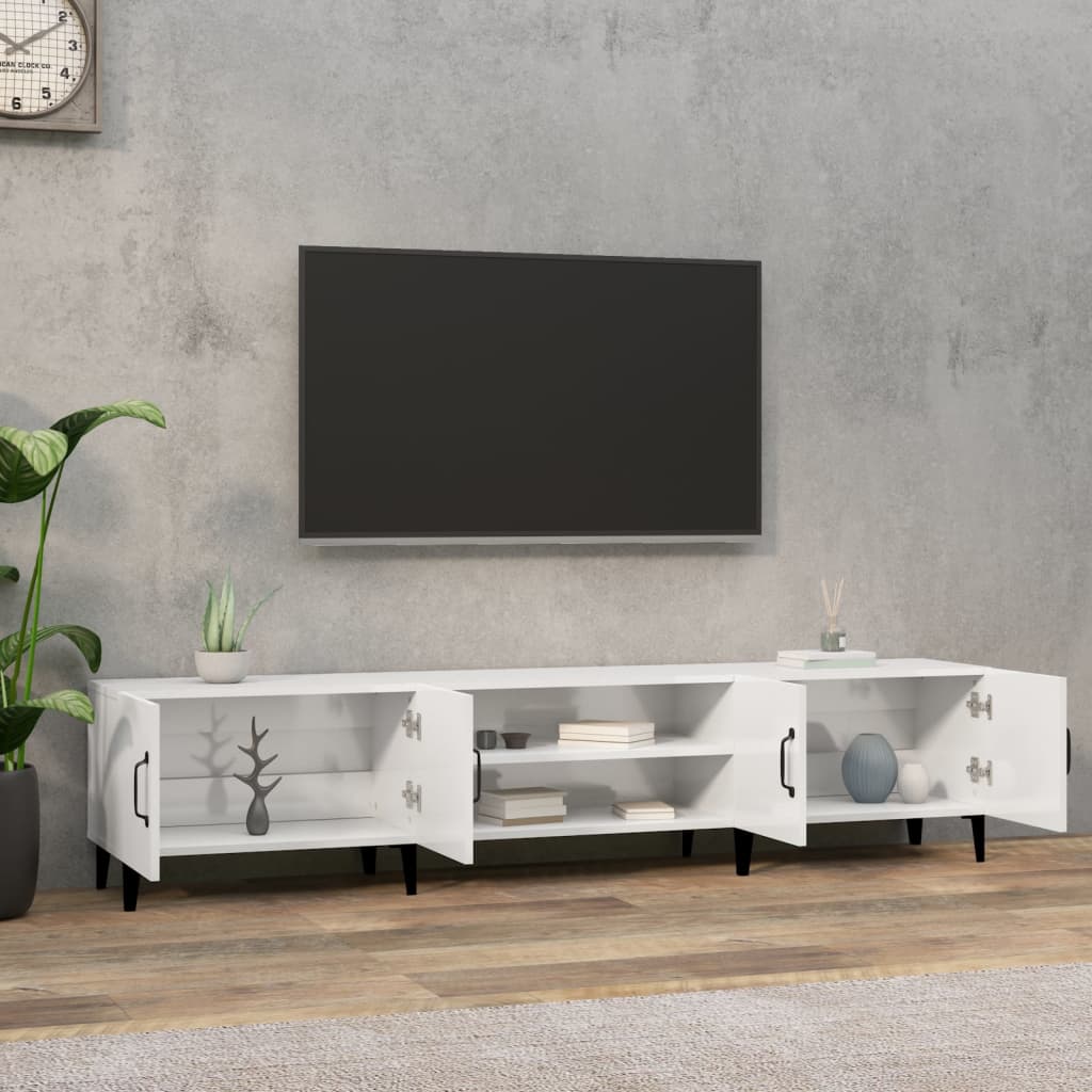vidaXL TV-skåp vit högglans 180x31,5x40 cm konstruerat trä