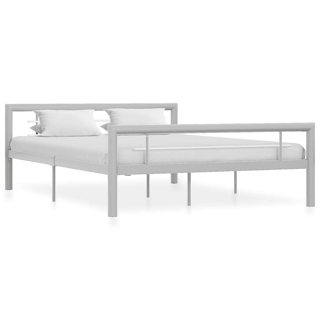 vidaXL Sängram grå och vit metall 140x200 cm
