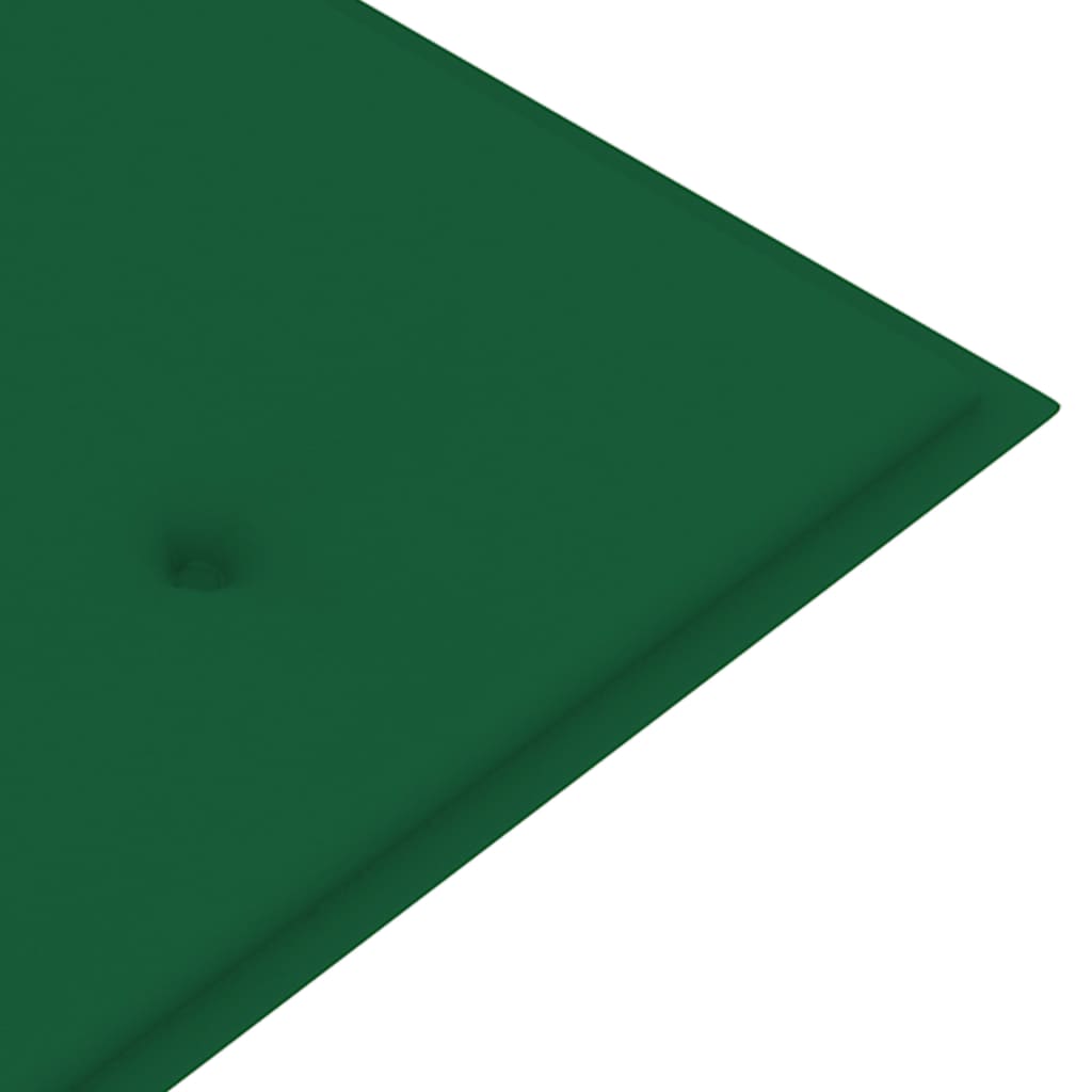 vidaXL Bataviabänk med grön dyna 150 cm massiv teak