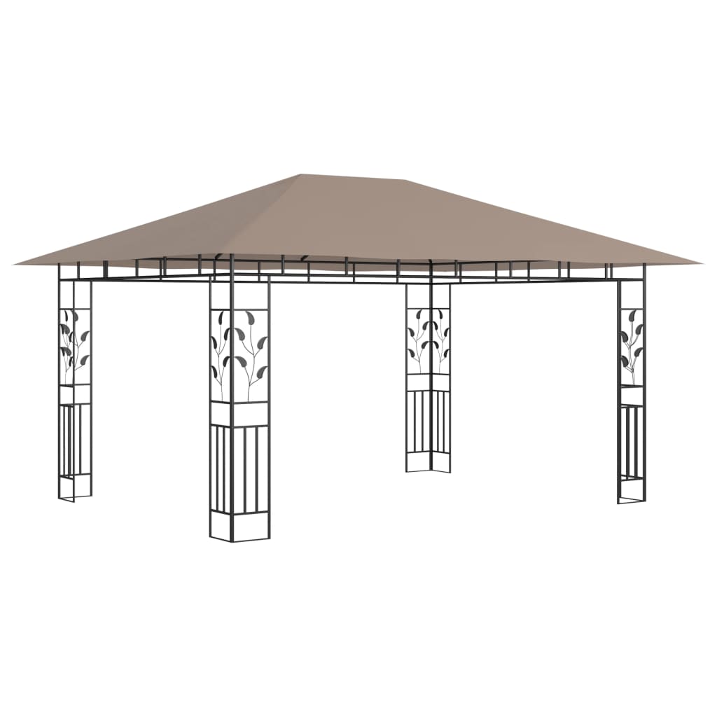 vidaXL Paviljong med myggnät 4x3x2,73 m taupe 180 g/m²