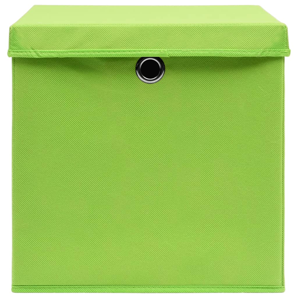 vidaXL Förvaringslådor med lock 4 st 28x28x28 cm grön