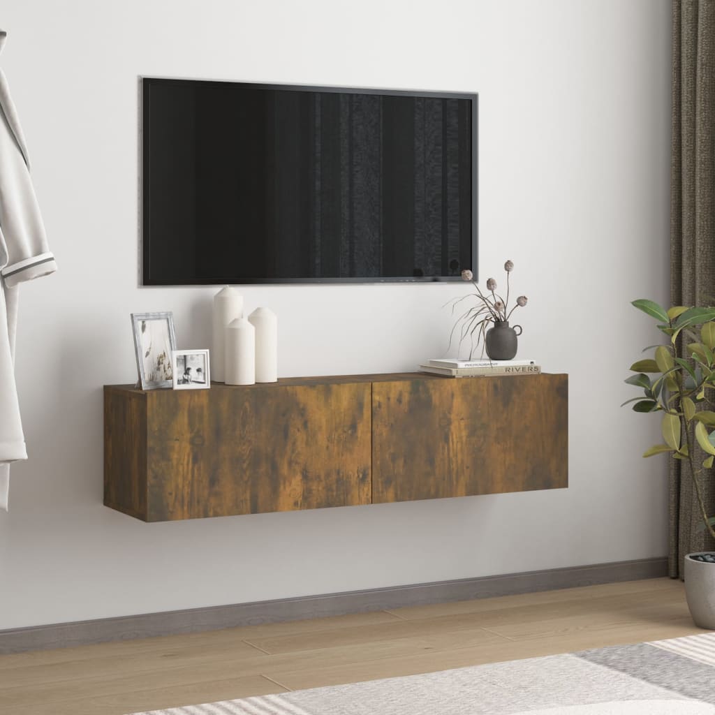 vidaXL Tv-bänk för vägg rökfärgad ek 120x30x30 cm konstruerat trä