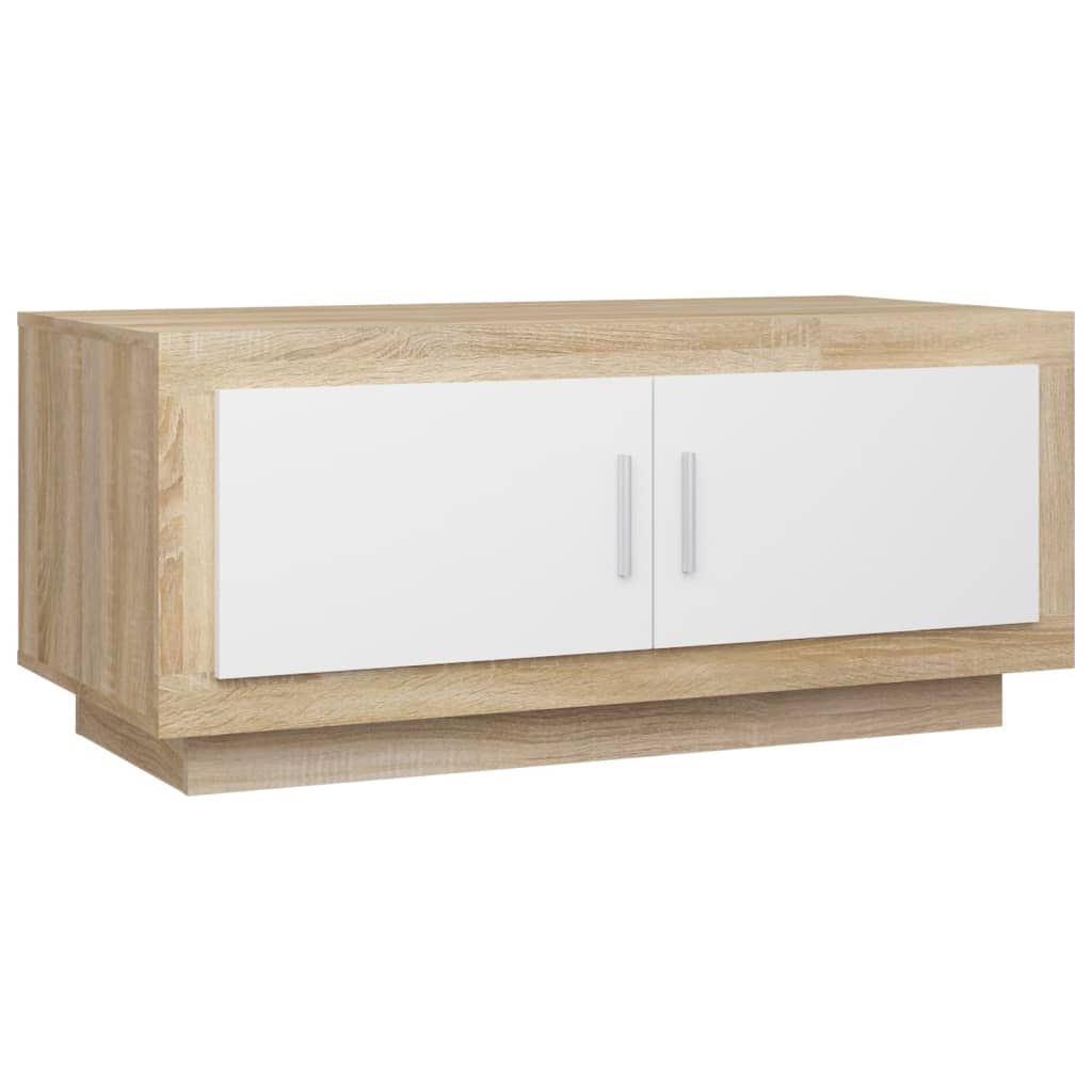 vidaXL Soffbord vit och sonoma-ek 102x50x45 cm konstruerat trä