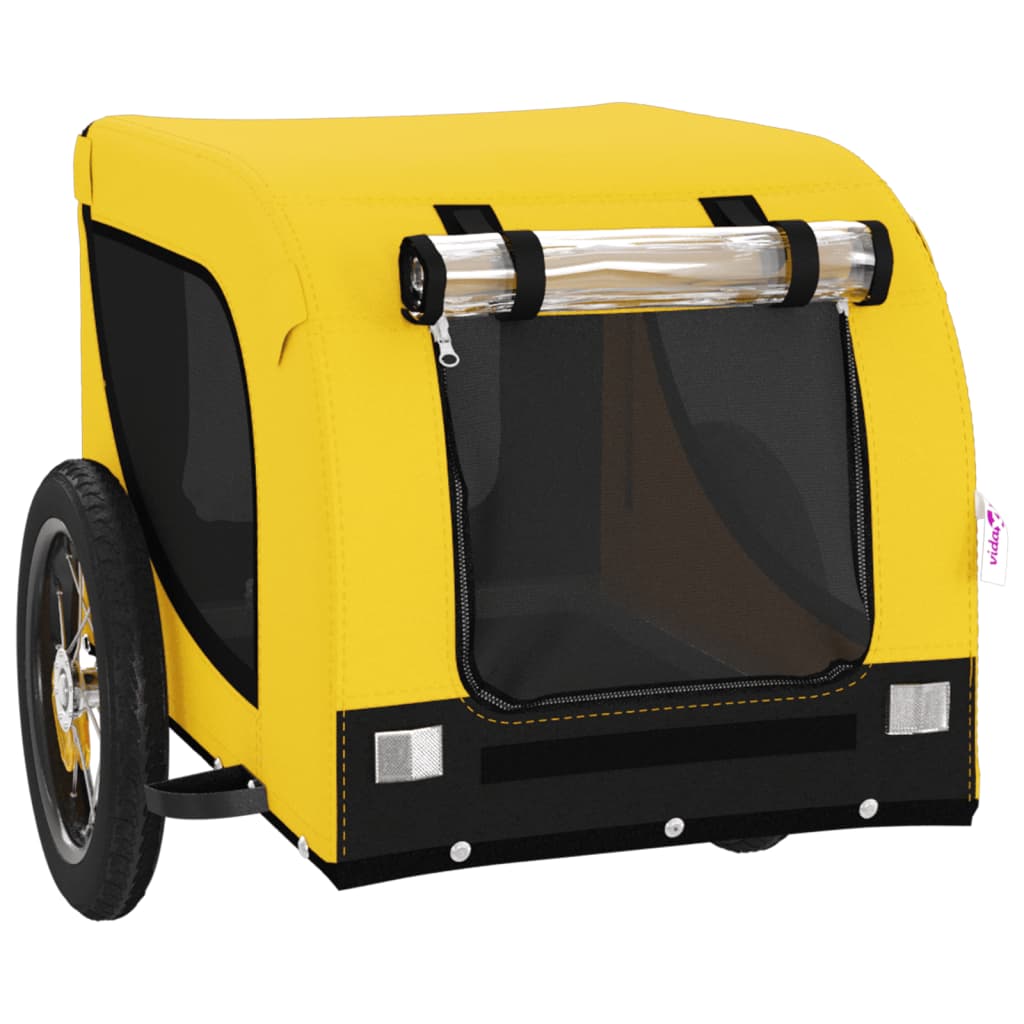 vidaXL Cykelvagn för djur gul och svart oxfordtyg och järn