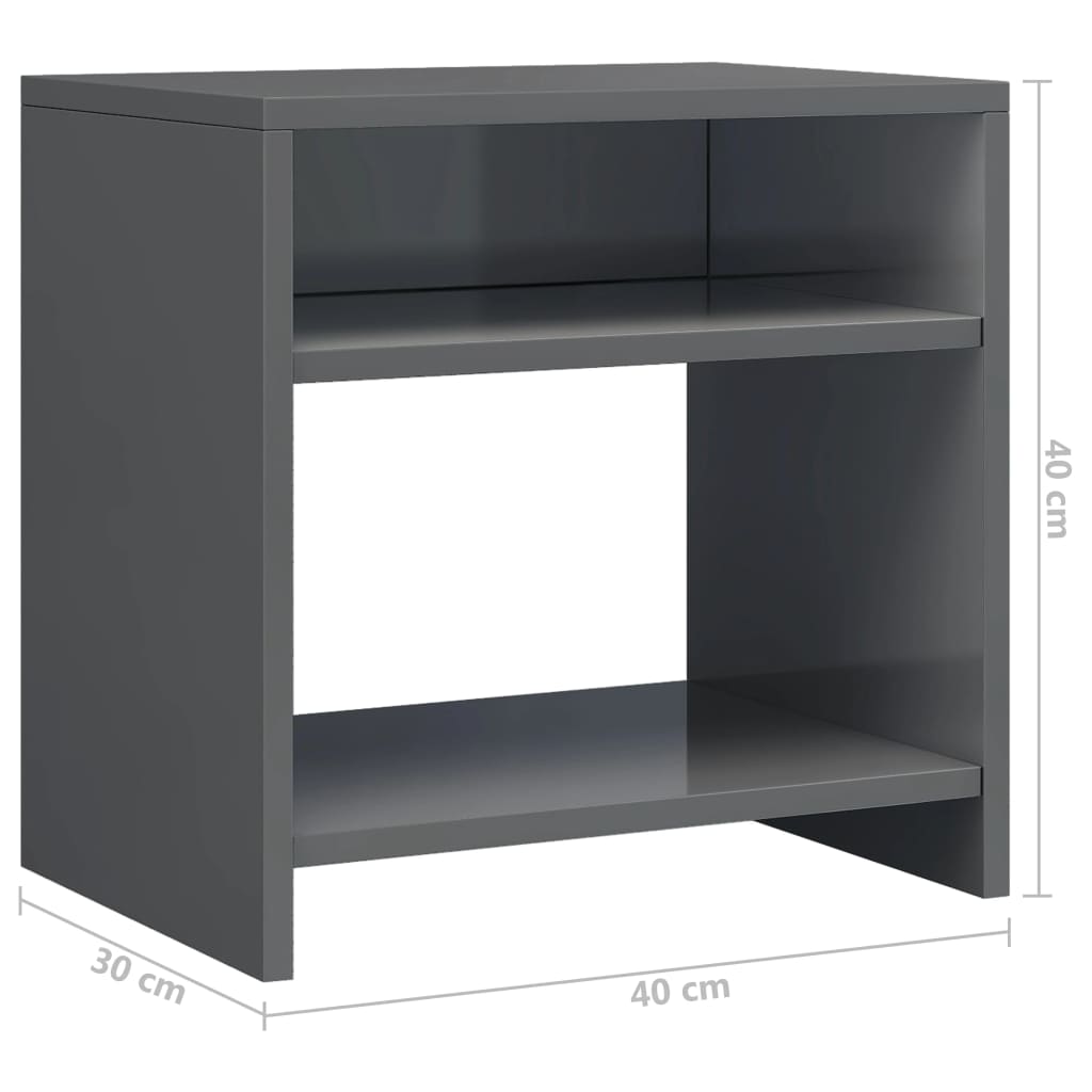 vidaXL Sängbord grå högglans 40x30x40 cm konstruerat trä