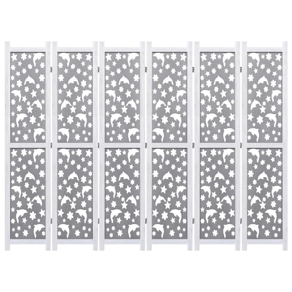 vidaXL Rumsavdelare 6 paneler grå 210x165 cm massivt trä