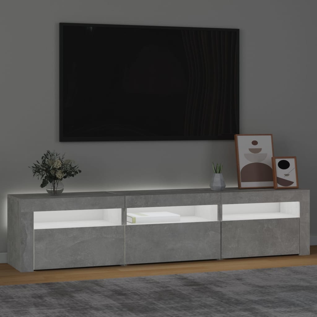 vidaXL Tv-bänk med LED-belysning betonggrå 180x35x40 cm