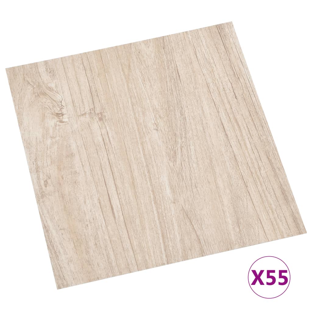 vidaXL Självhäftande golvplankor 55 st PVC 5,11 m² ljusbrun