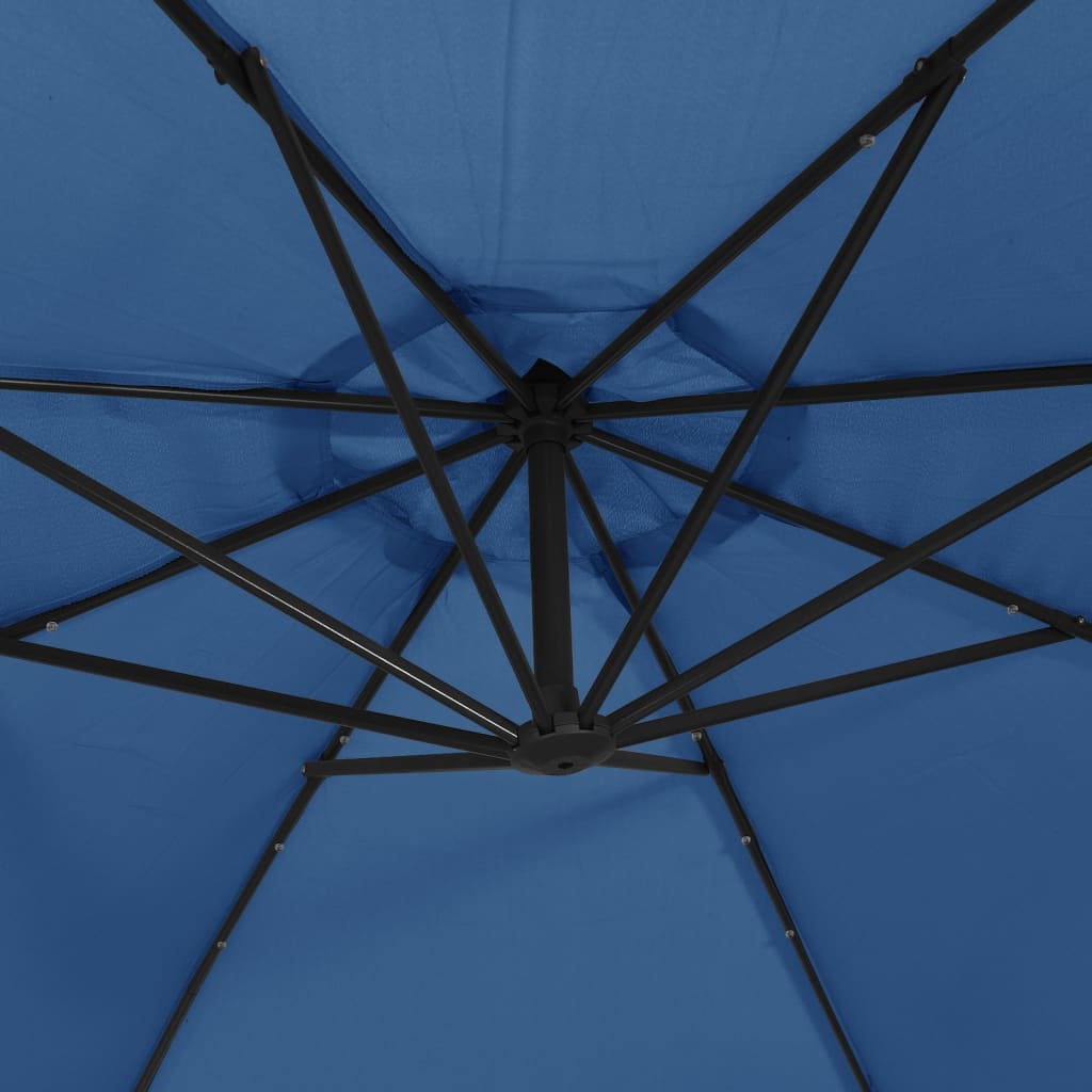 vidaXL Frihängande parasoll med LED azurblå 350 cm