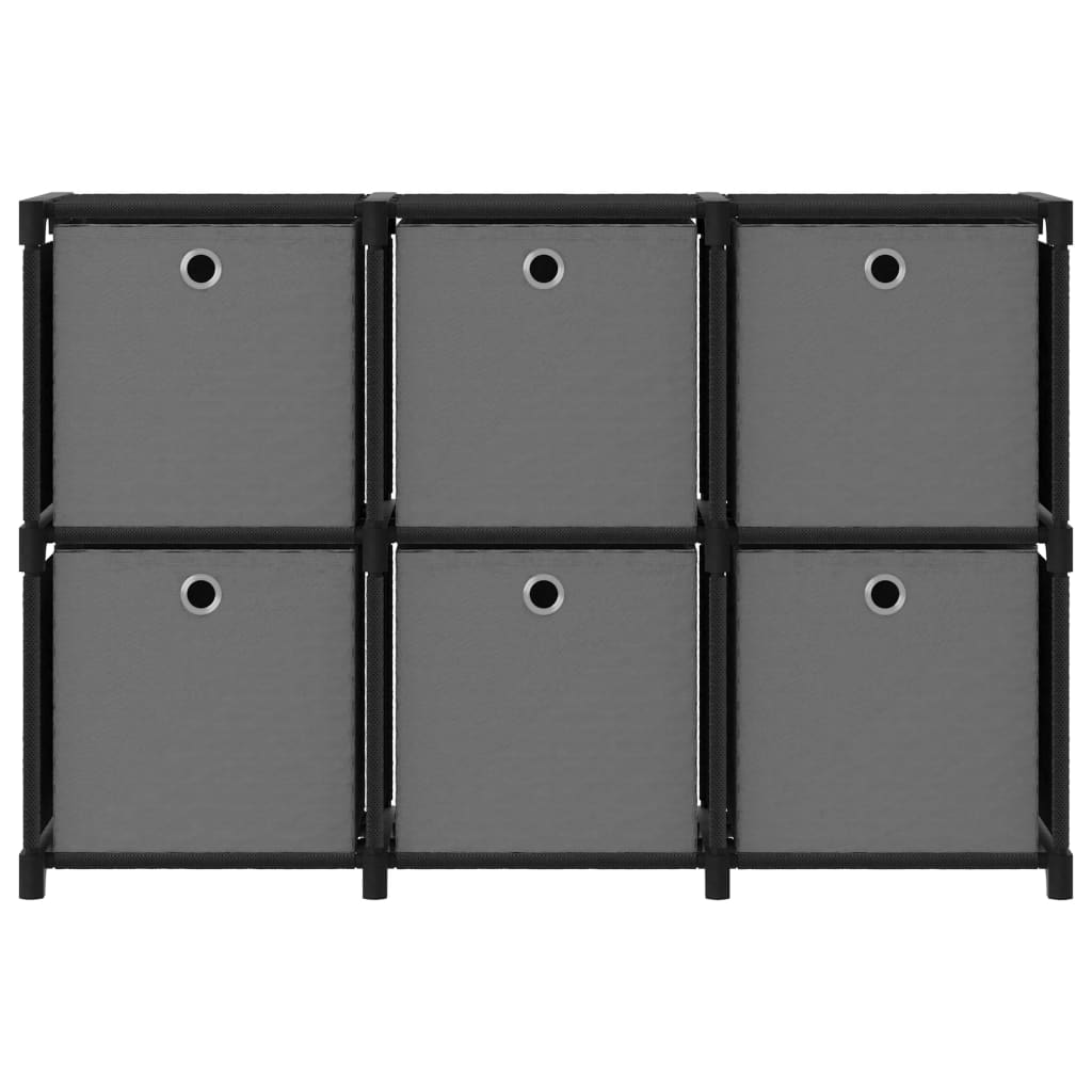 vidaXL Hylla med 6 kuber med lådor svart 103x30x72,5 cm tyg