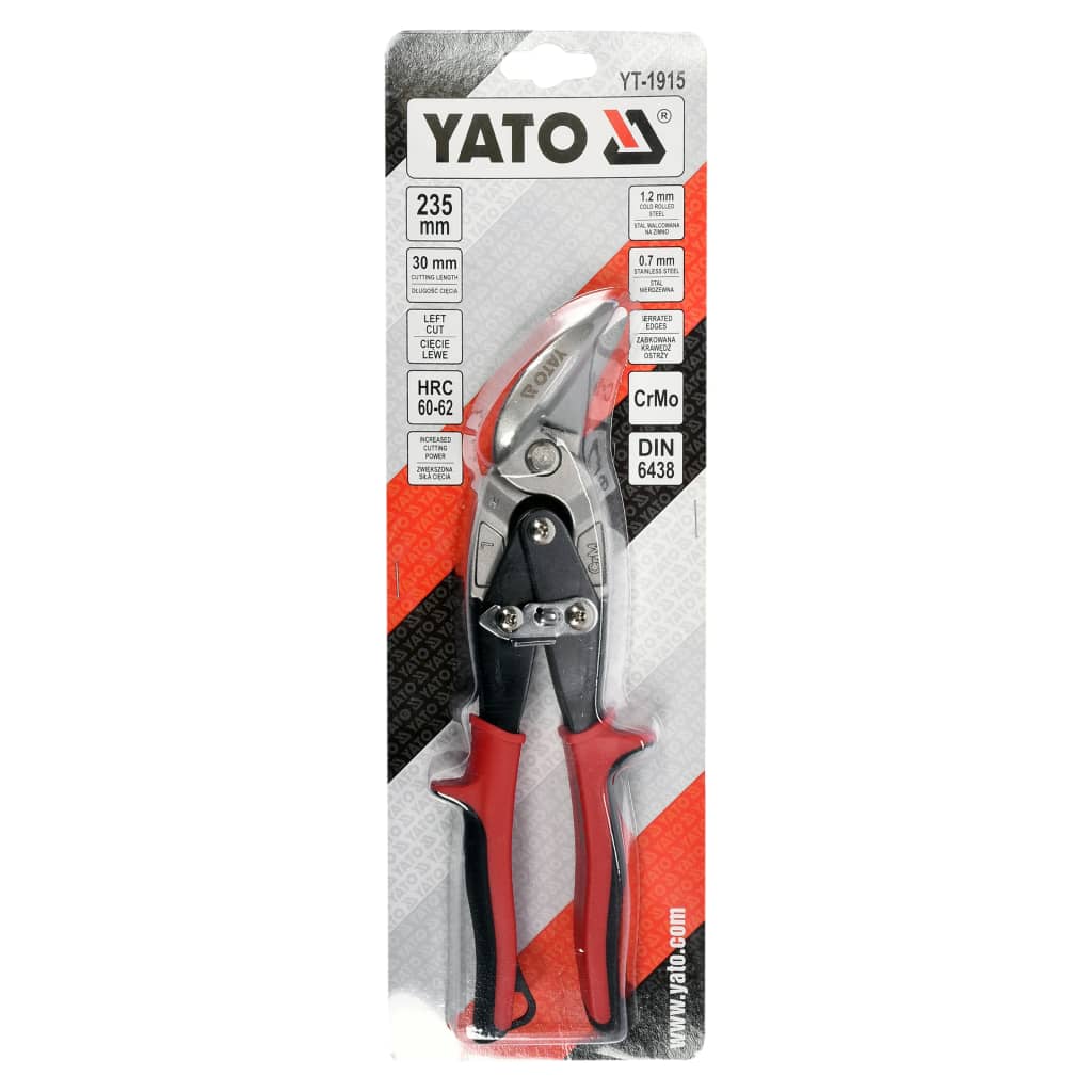 YATO Plåtsax vinklad vänster 235 mm röd