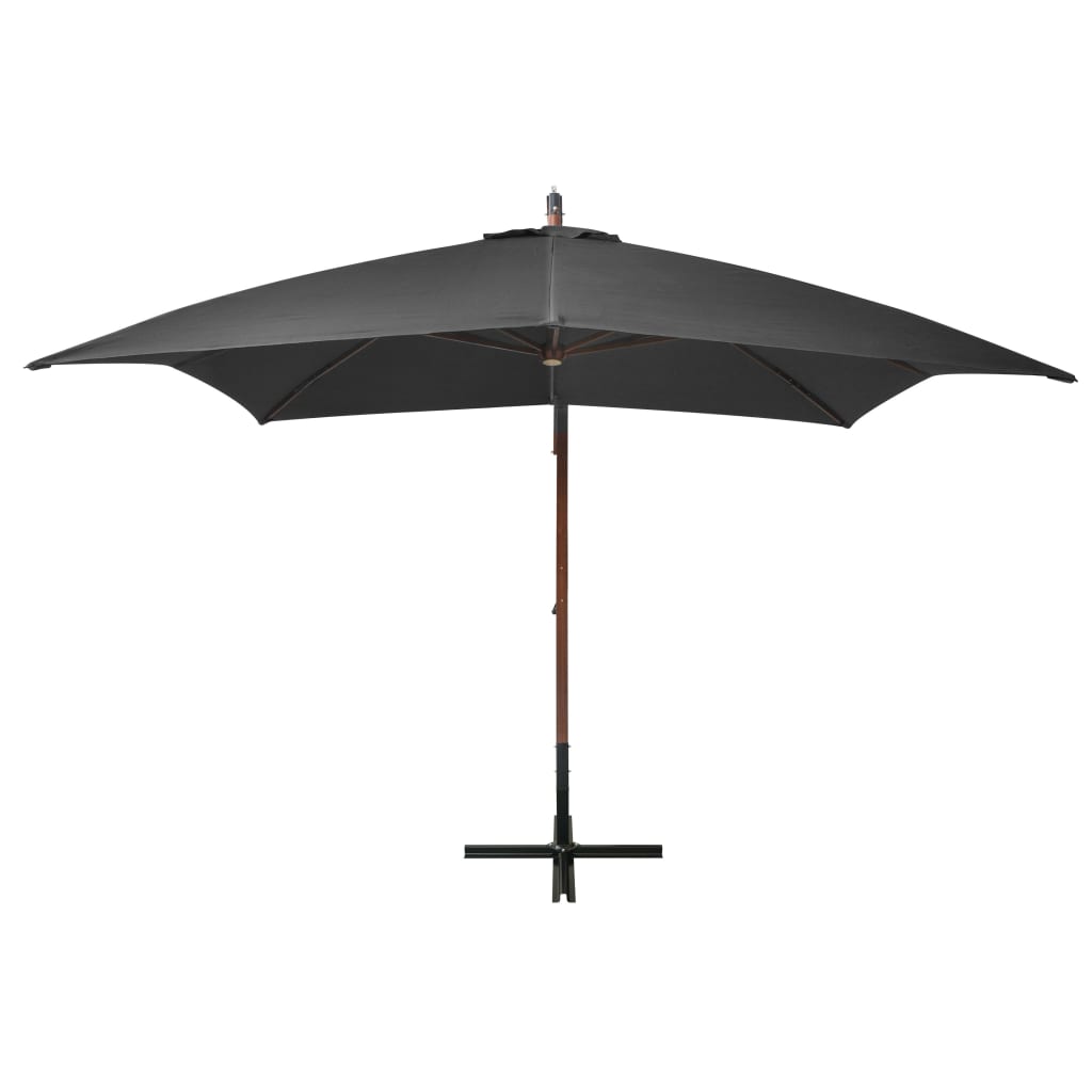 vidaXL Hängande parasoll med stång antracit 3x3 m massivt granträ