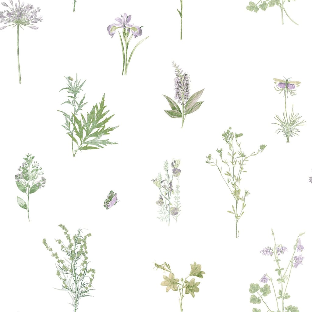 Evergreen Tapet Herbs And Flowers vit
