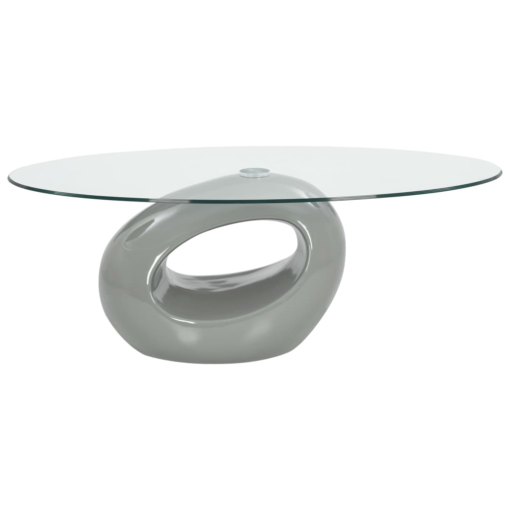 vidaXL Soffbord med oval bordsskiva i glas högglans grå