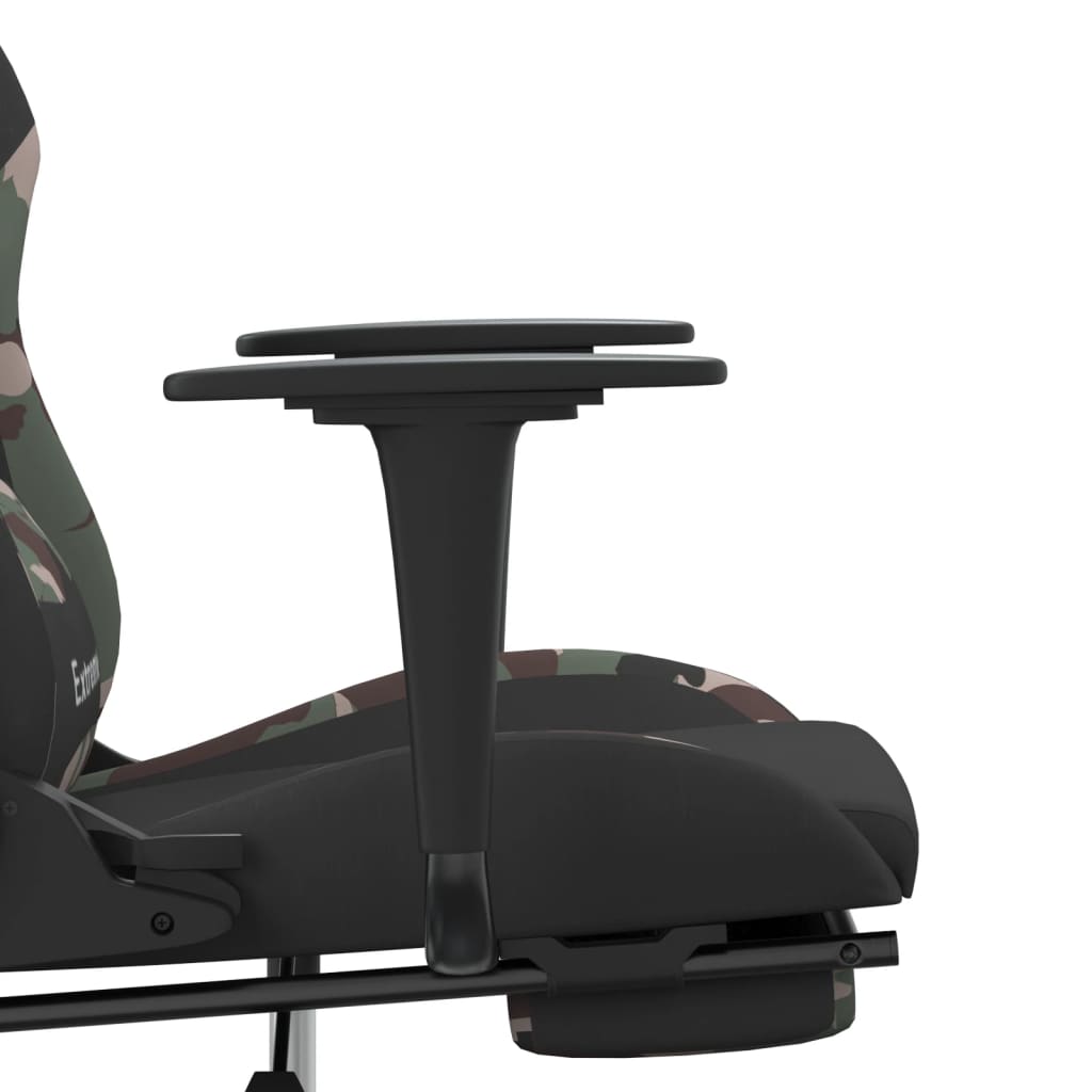 vidaXL Gamingstol med fotstöd svart och kamouflage tyg