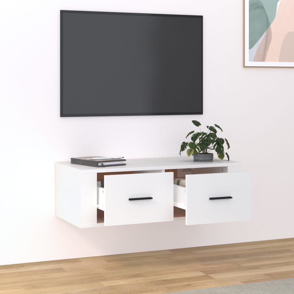 vidaXL Väggmonterad tv-bänk vit 80x36x25 cm konstruerat trä