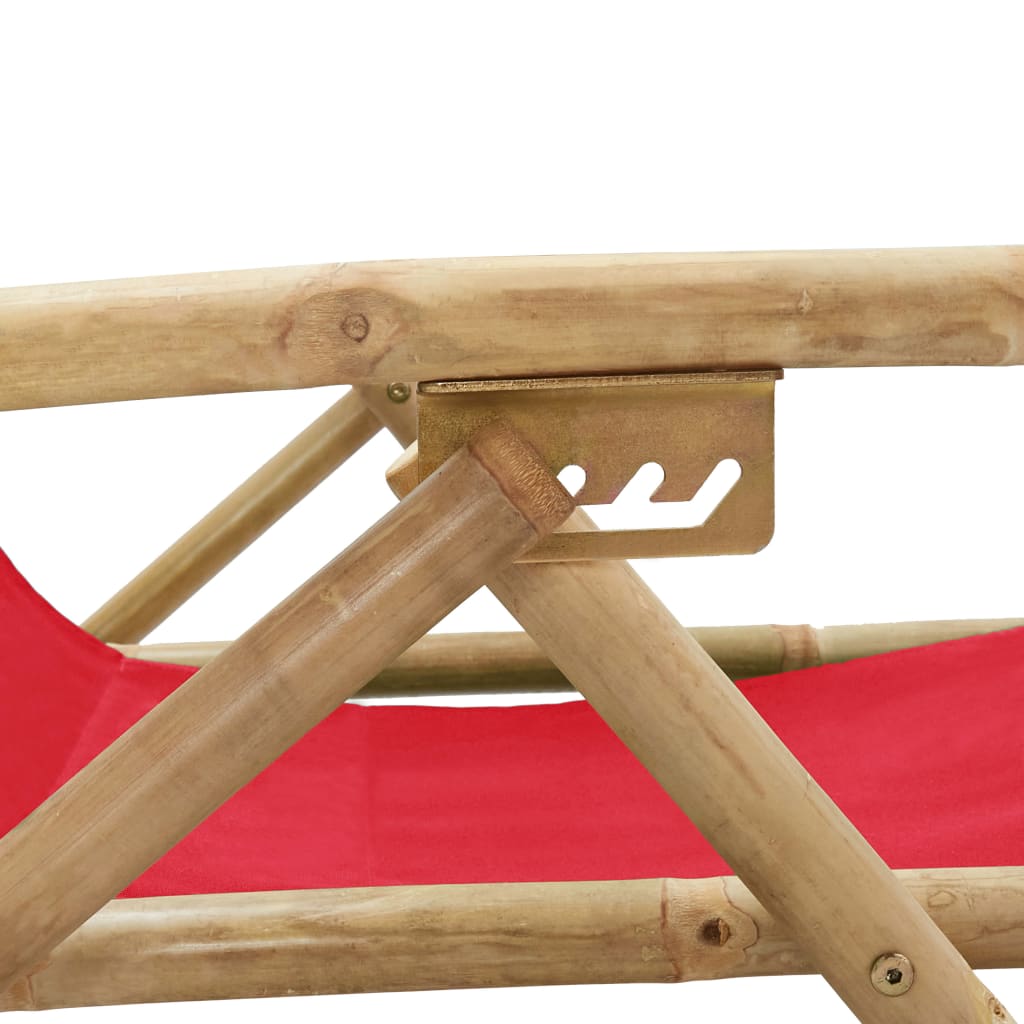 vidaXL Reclinerstol röd bambu och tyg