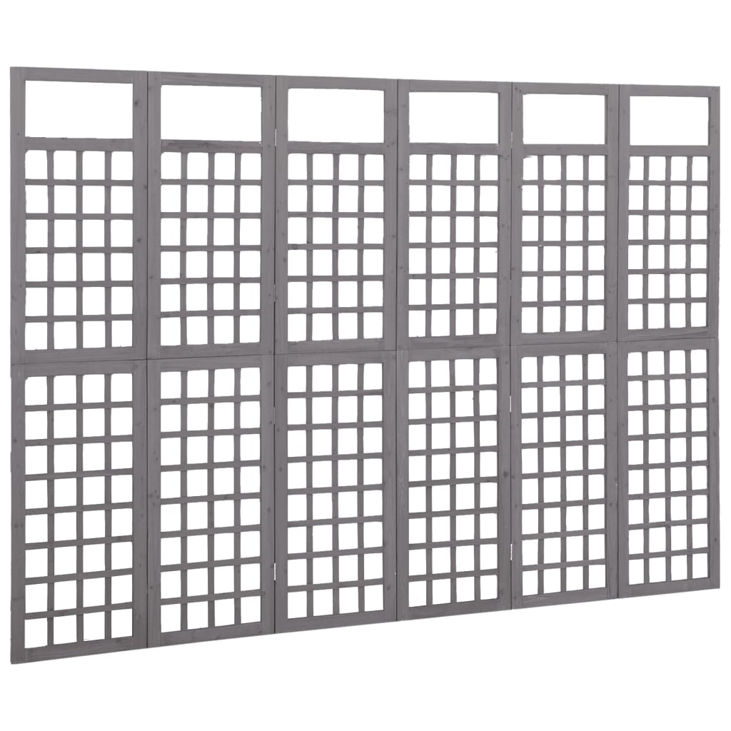 vidaXL Rumsavdelare/Spaljé 6 paneler massiv furu grå 242,5x180 cm