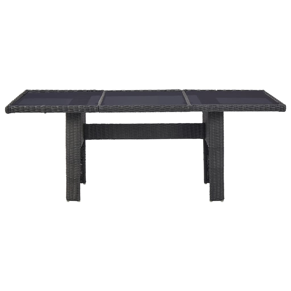 vidaXL Trädgårdsbord svart 200x100x74 cm glas och konstrotting