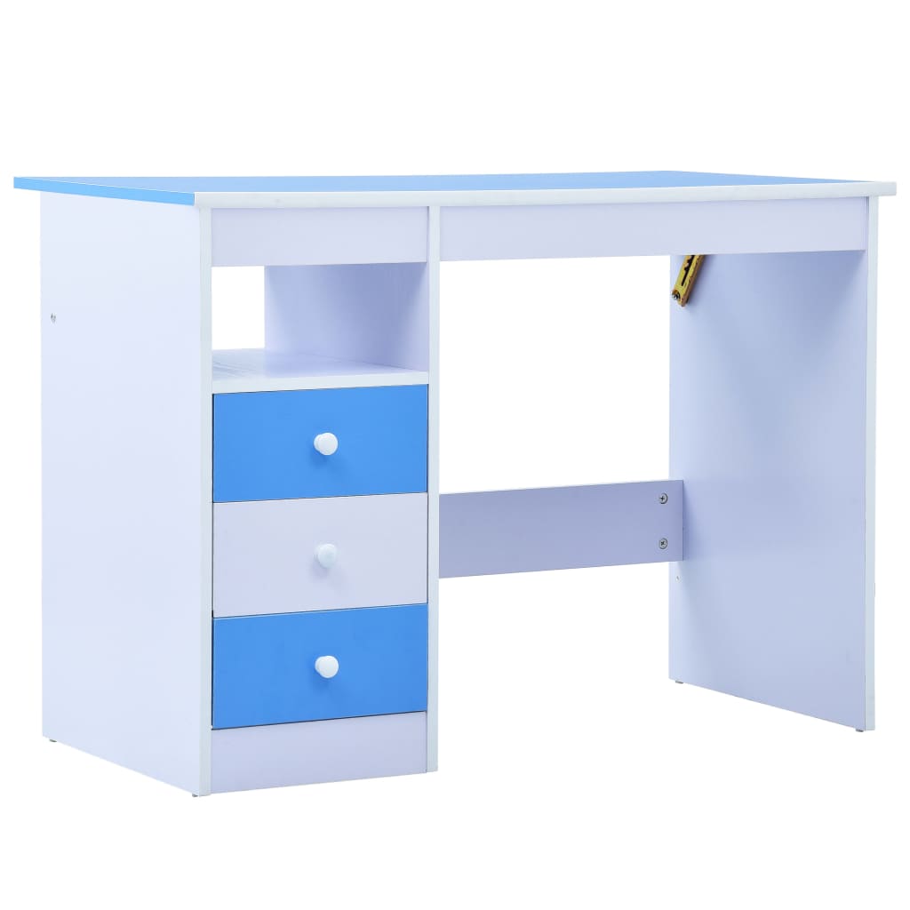 vidaXL Skrivbord för barn lutbart blå och vit