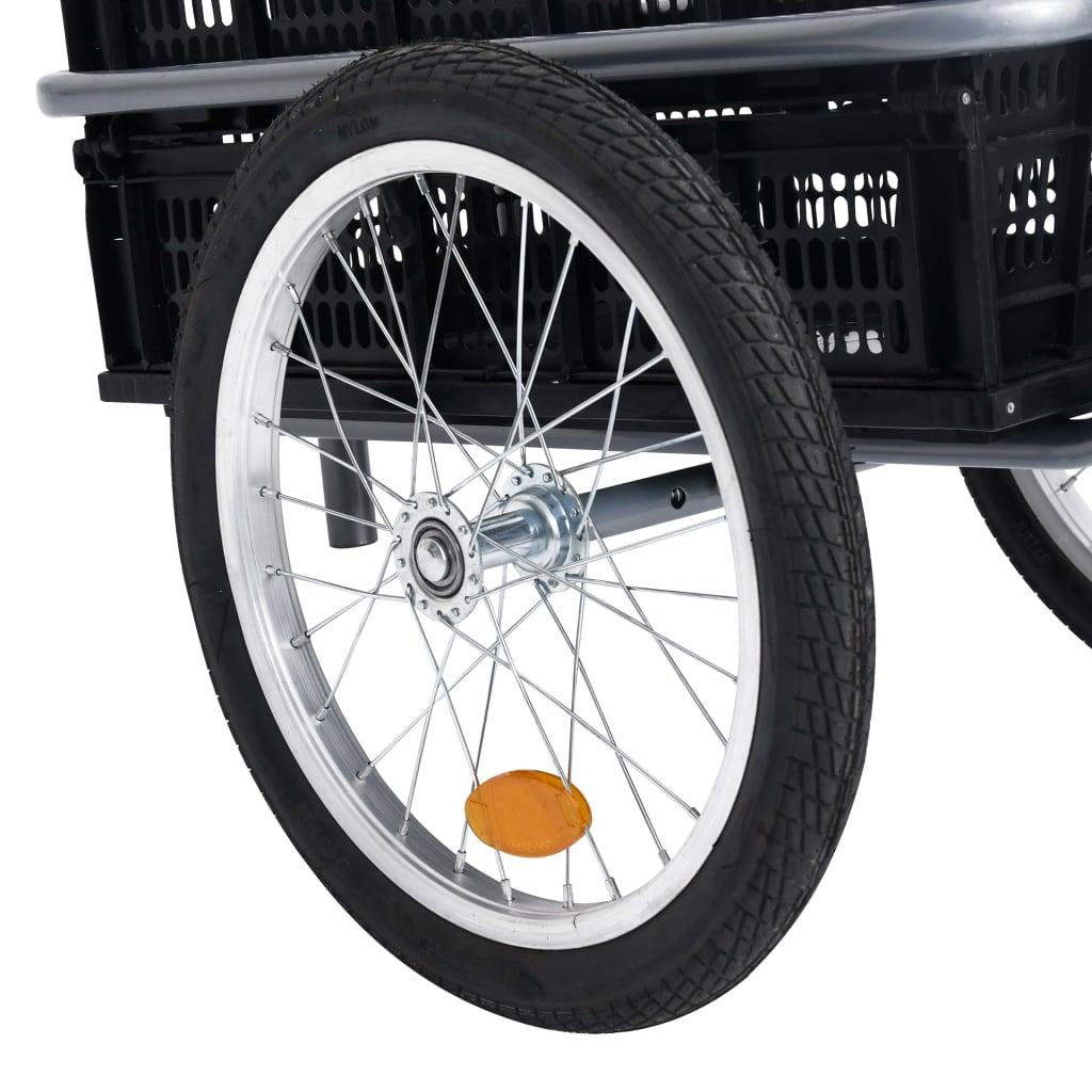 vidaXL Cykelvagn med 50 L hopfällbar transportlåda svart 150 kg