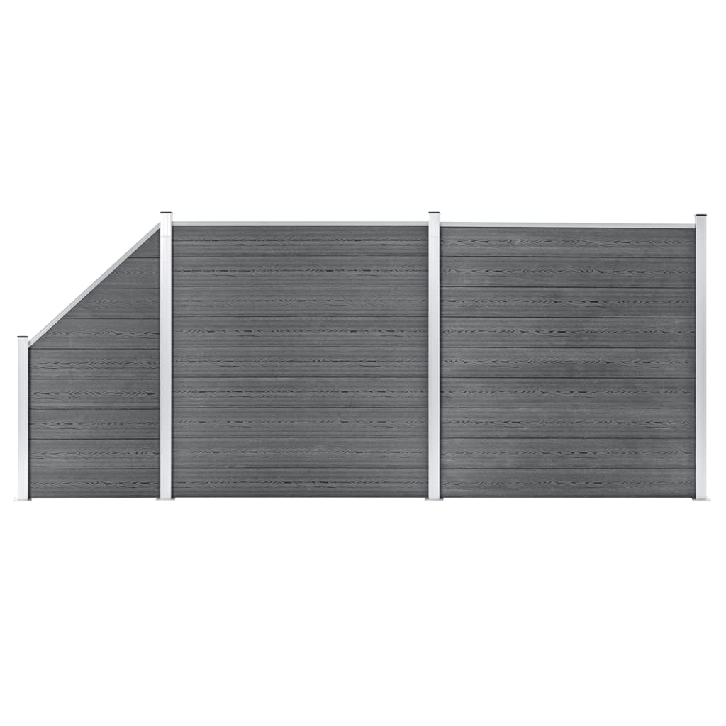 vidaXL WPC-staketpanel 2 fyrkantig + 1 vinklad 446x186 cm grå