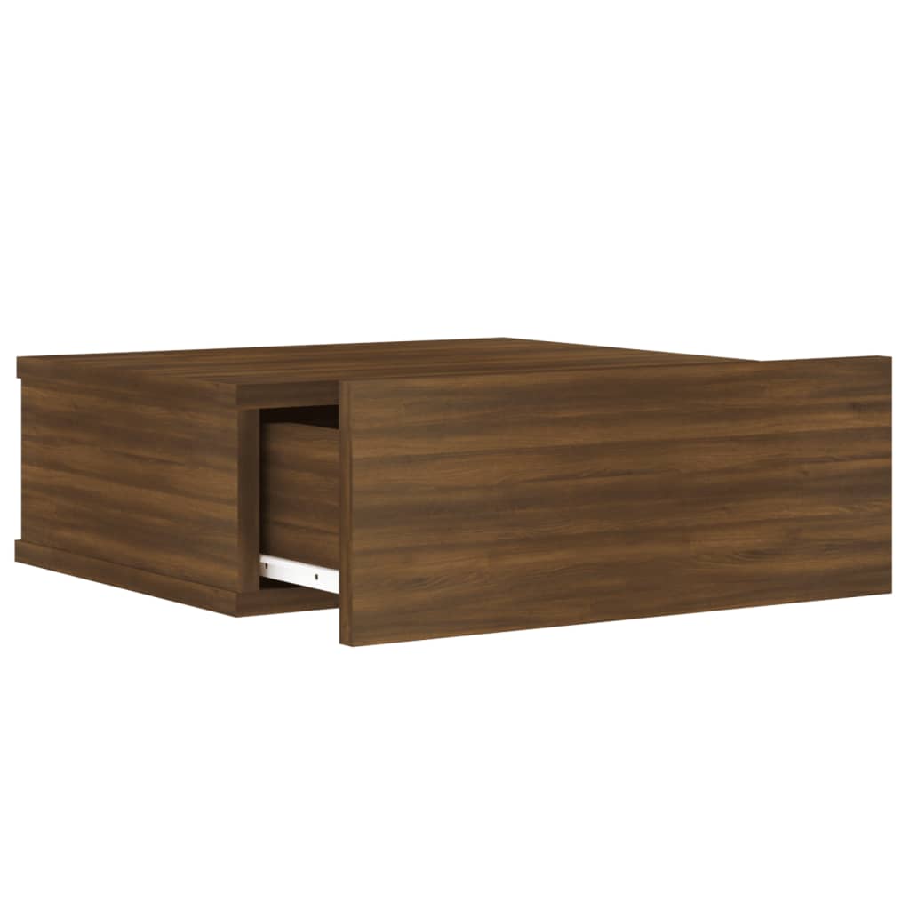 vidaXL Svävande sängbord 2 st brun ek 40x30x15cm konstruerat trä