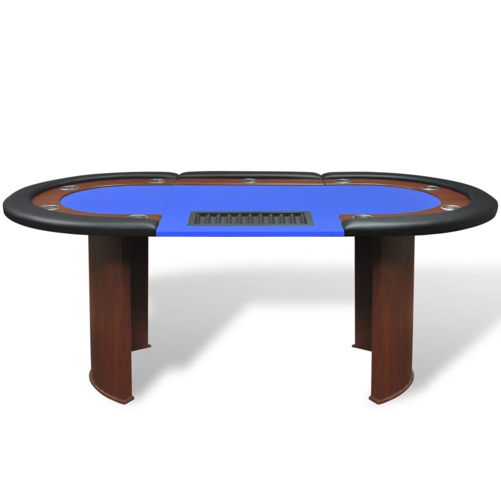 vidaXL Pokerbord för 10 spelare med dealerplats blå
