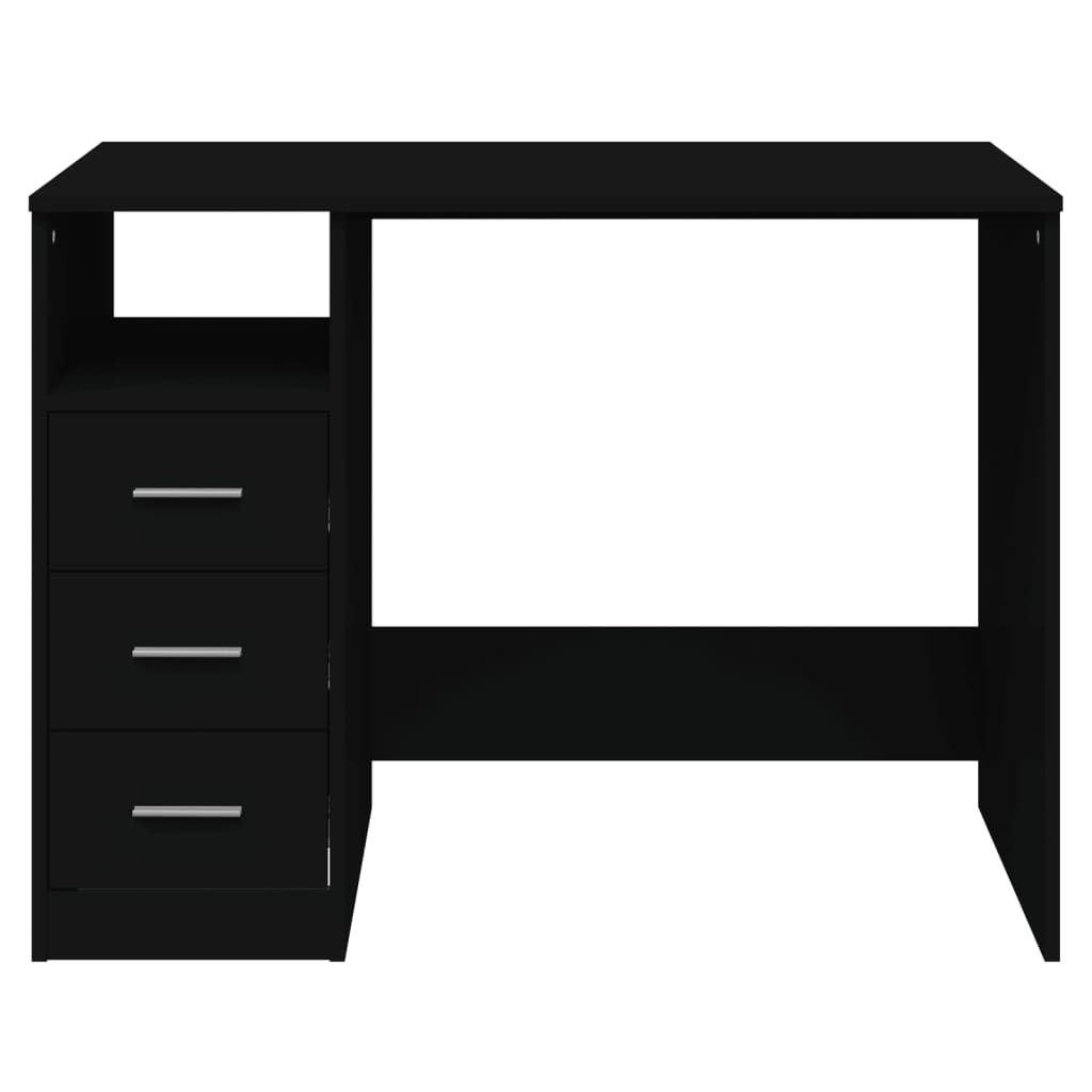 vidaXL Skrivbord med lådor svart 102x50x76 cm konstruerat trä